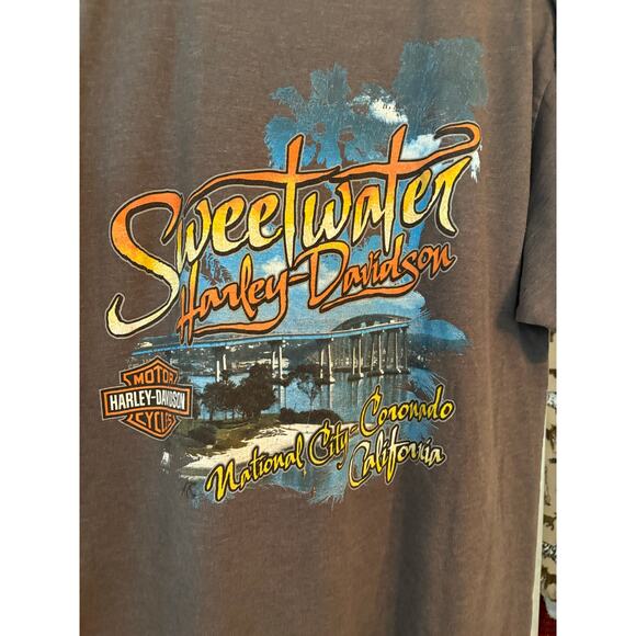 Harley Davidson Graphic T-shirt Gray Two Sided Sweetwater L Pin-Up CA - Picture 8 of 11